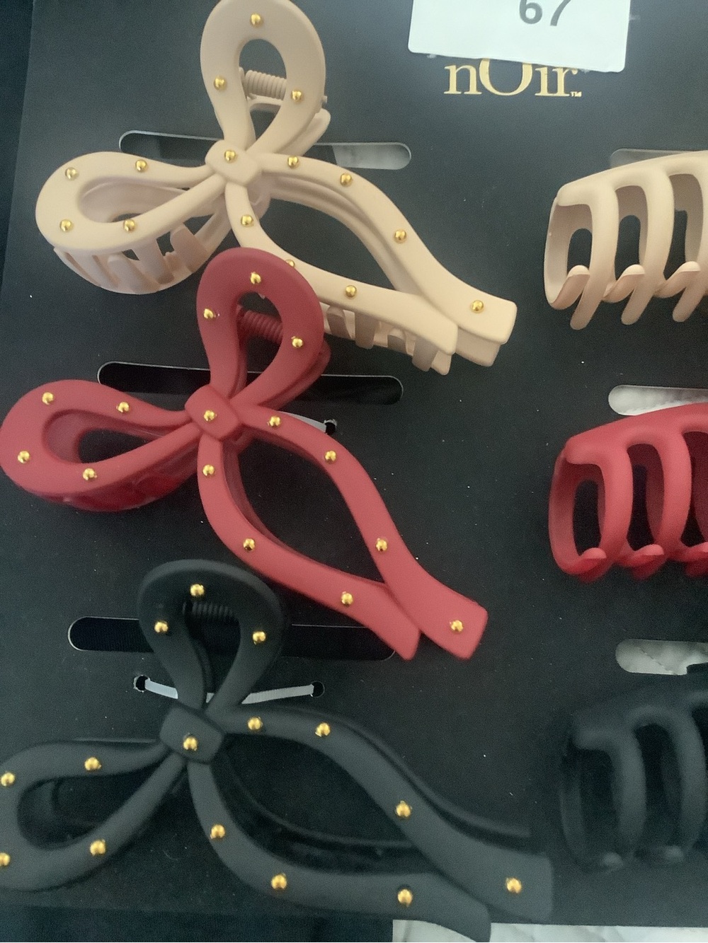 NWT NOIR Assorted Matte Hair Claw Clips Set - Black, Red, Beige - Picture 2 of 3